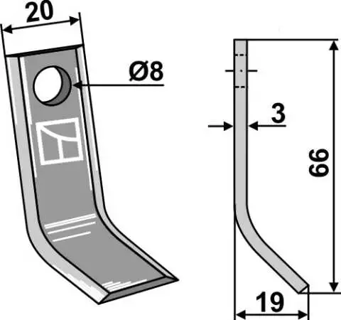 Y-Messer 66x20mm